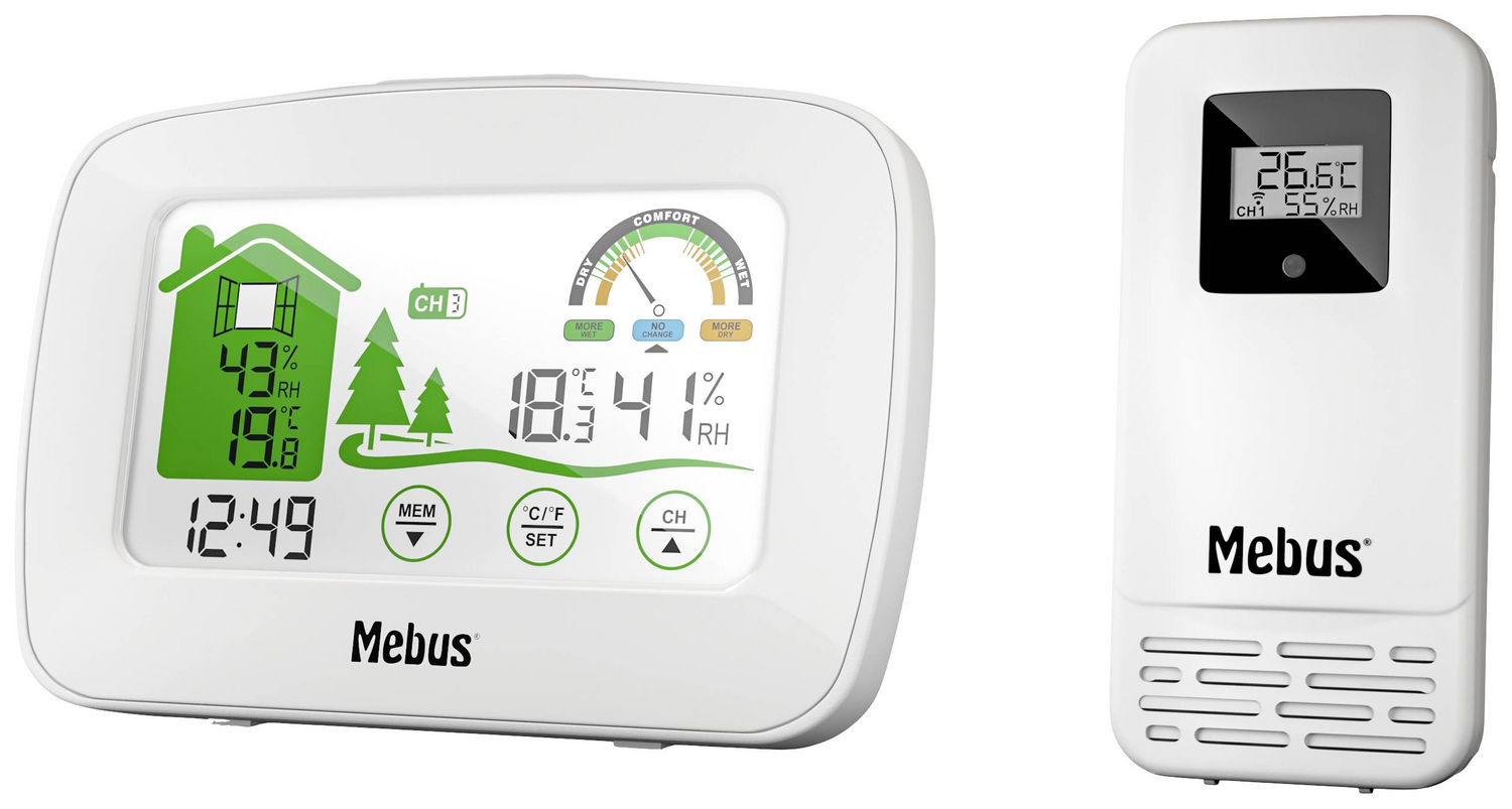 B-Ware Mebus Funk Wetterstation Anzeige Digital Hygrometer Weiß Innen Außen Temperatur