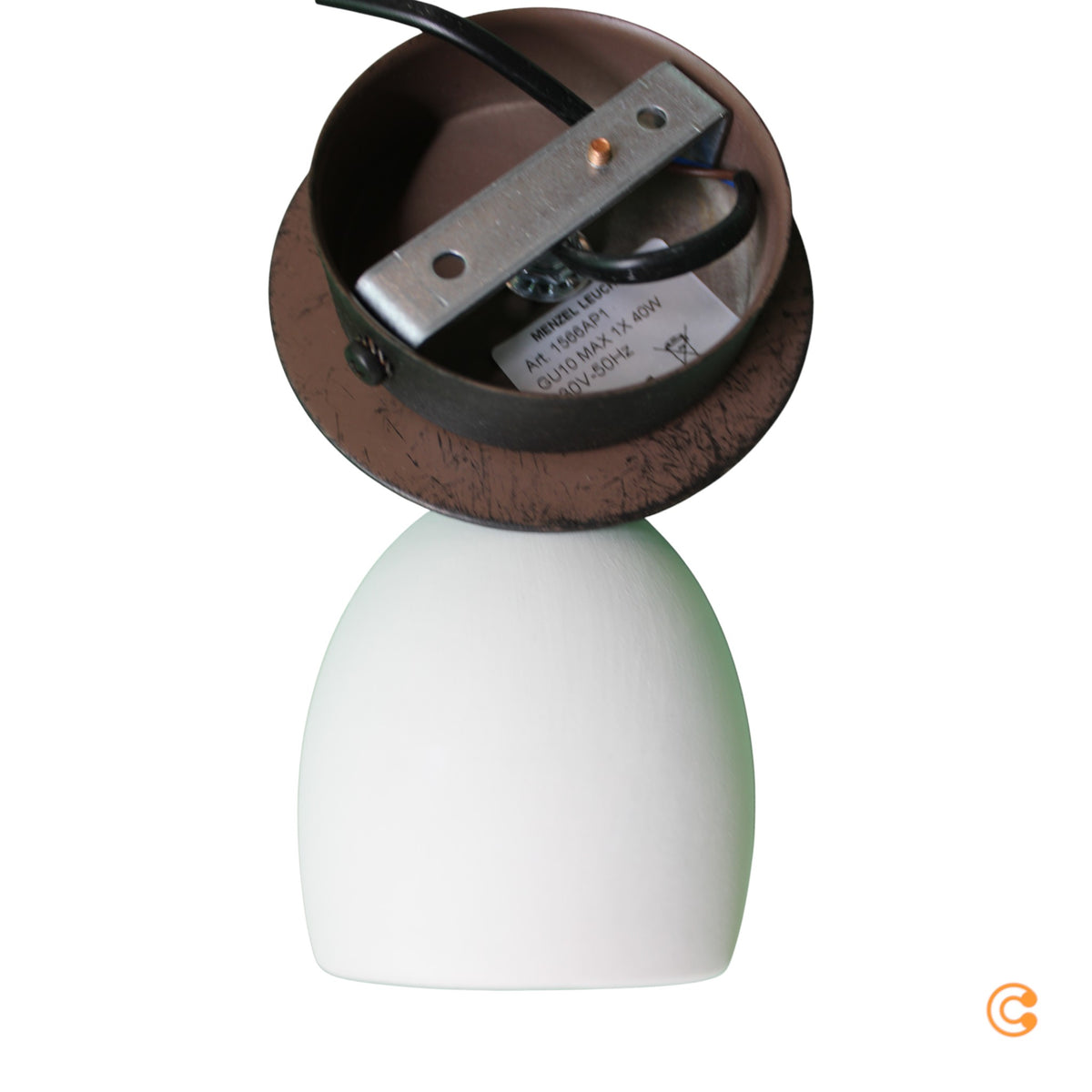 Menzel Wandspot Strahler Keramik Eisen Provence matt dunkelbraun weiß GU10 LED - 4023212071862
