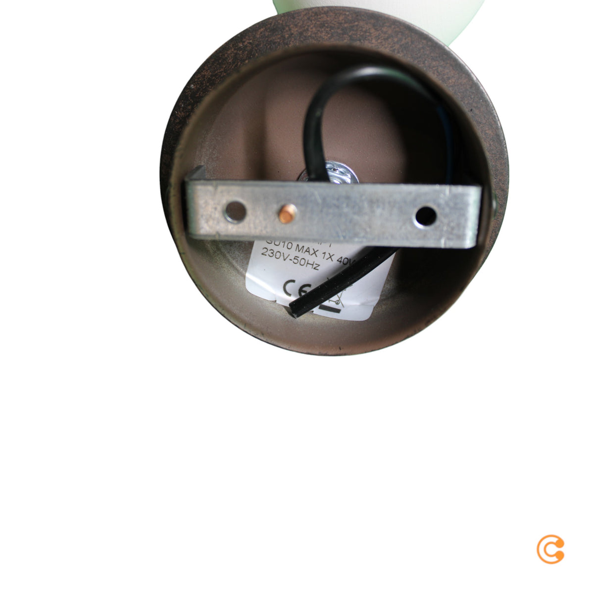 Menzel Wandspot Strahler Keramik Eisen Provence matt dunkelbraun weiß GU10 LED - 4023212071862