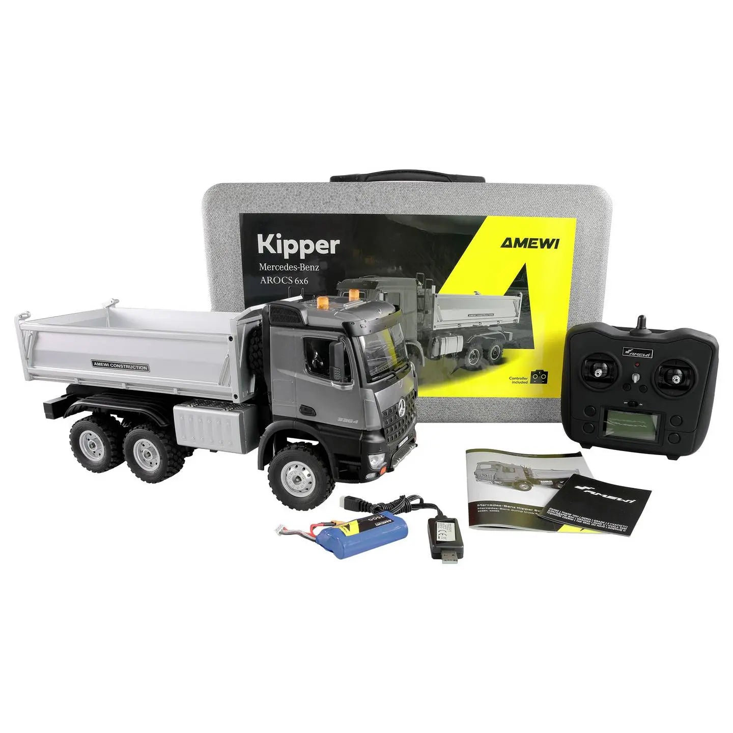 B-Ware Mercedes Benz Arocs Kipper Rc Lkw Modell 1:14 Rtr 6x6 Grau Fernsteuerung632