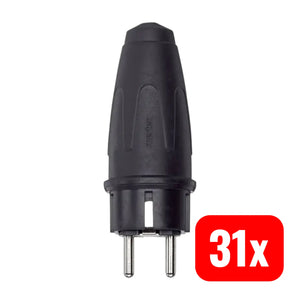 B-Ware Merten Stecker Schutzkontakt Schuko Ip44 Gummi Schwarz Steckvorrichtung 31 Stück
