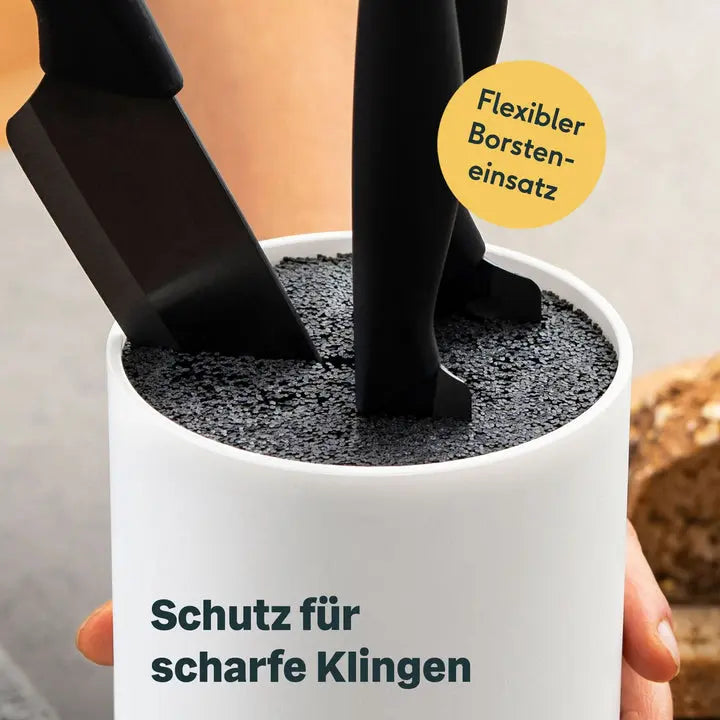 B-Ware Silberthal Messerblock Halter Aufbewahrung Messer Weiß Edelstahlring Flexibel