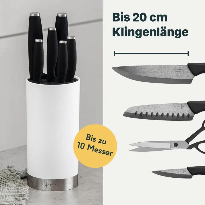 B-Ware Silberthal Messerblock Halter Aufbewahrung Messer Weiß Edelstahlring Flexibel