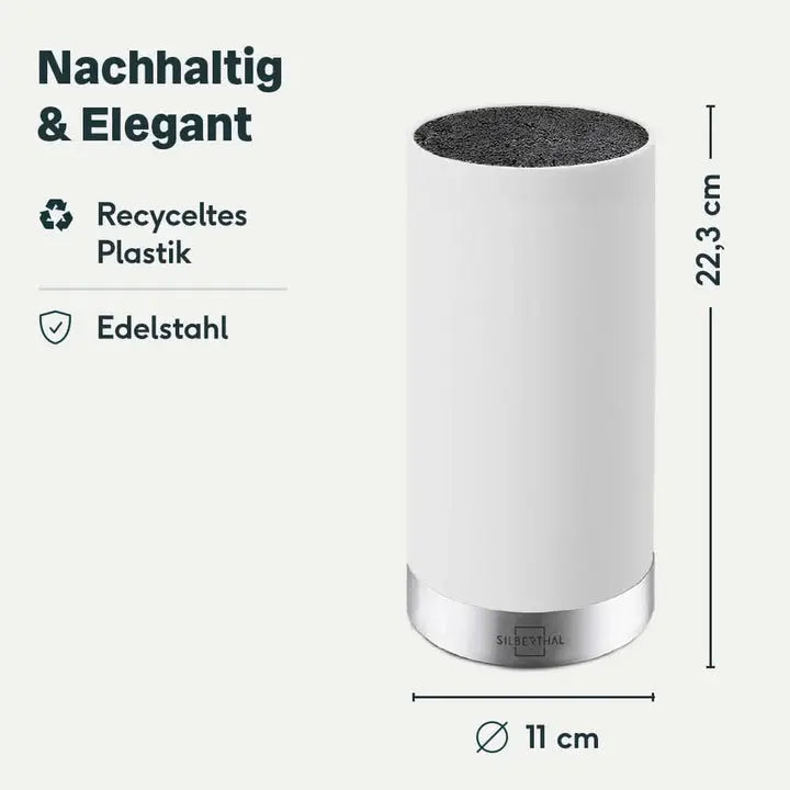 B-Ware Silberthal Messerblock Halter Aufbewahrung Messer Weiß Edelstahlring Flexibel  - 4260470461220