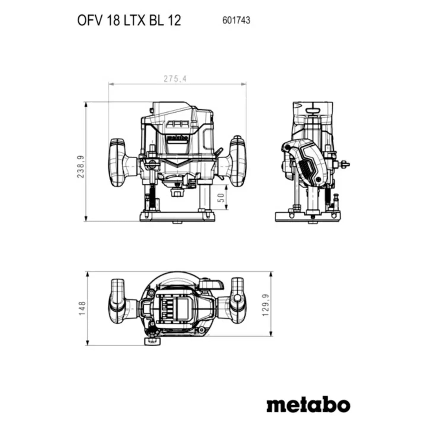 B-Ware Metabo Oberfräse Fräse Akku Brushless Motor Parallelanschlag Absaugadapter Set - 4061792257344