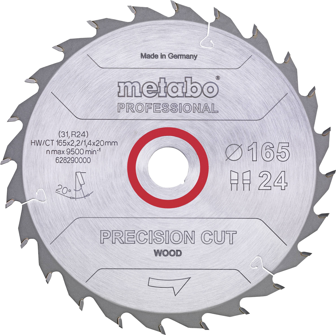 Metabo Precision Cut Wood 628290000 Kreissägeblatt 165x20x1.4mm Zähne: 24 B-Ware - 4061792173699