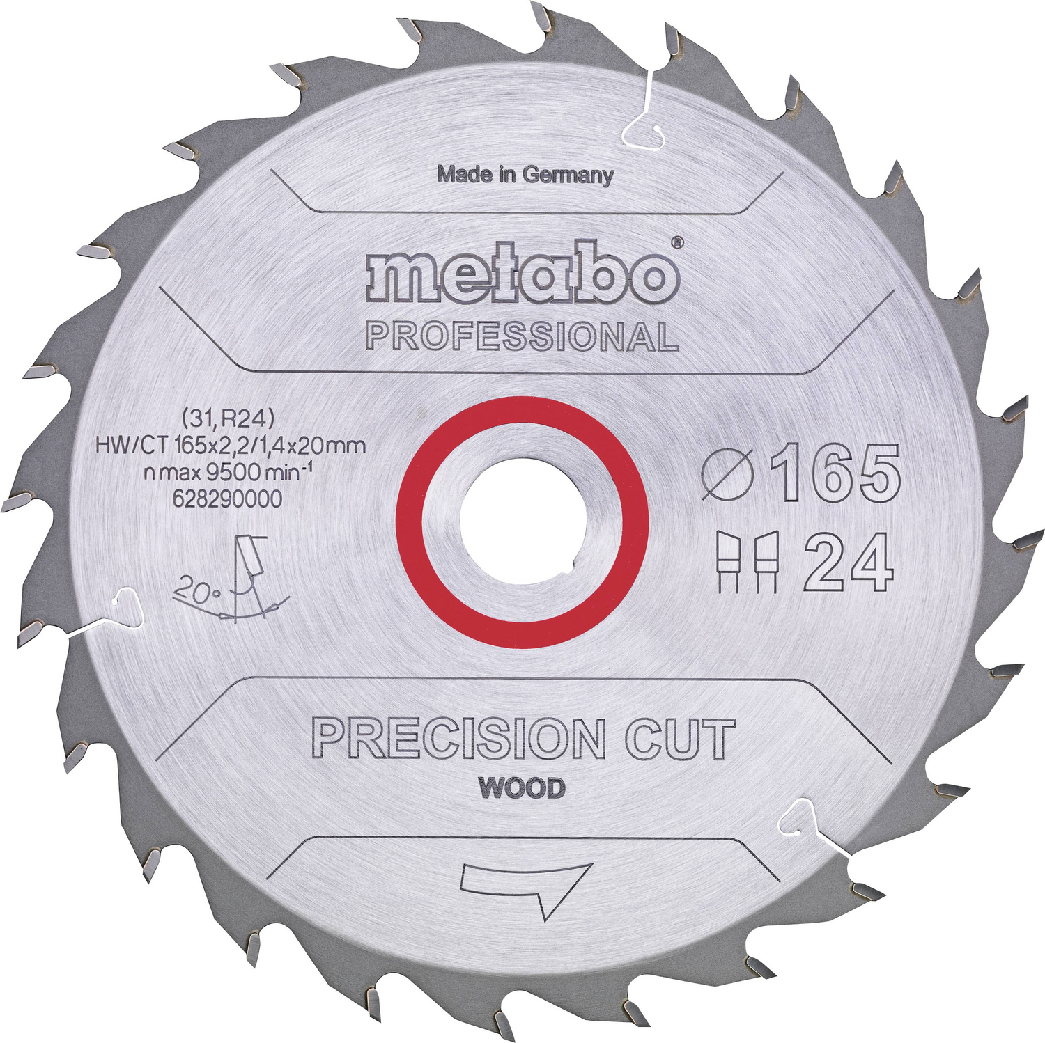 Metabo Precision Cut Wood 628290000 Kreissägeblatt 165x20x1.4mm Zähne: 24 B-Ware - 4061792173699