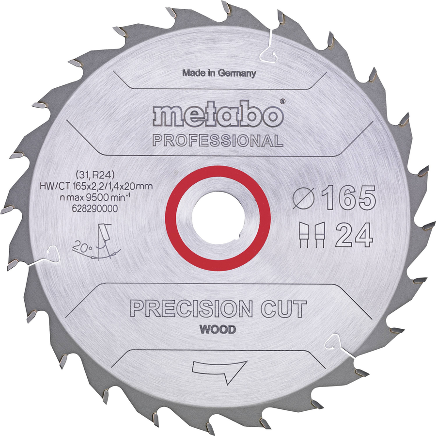 Metabo Precision Cut Wood 628290000 Kreissägeblatt 165x20x1.4mm Zähne: 24 B-Ware - 4061792173699
