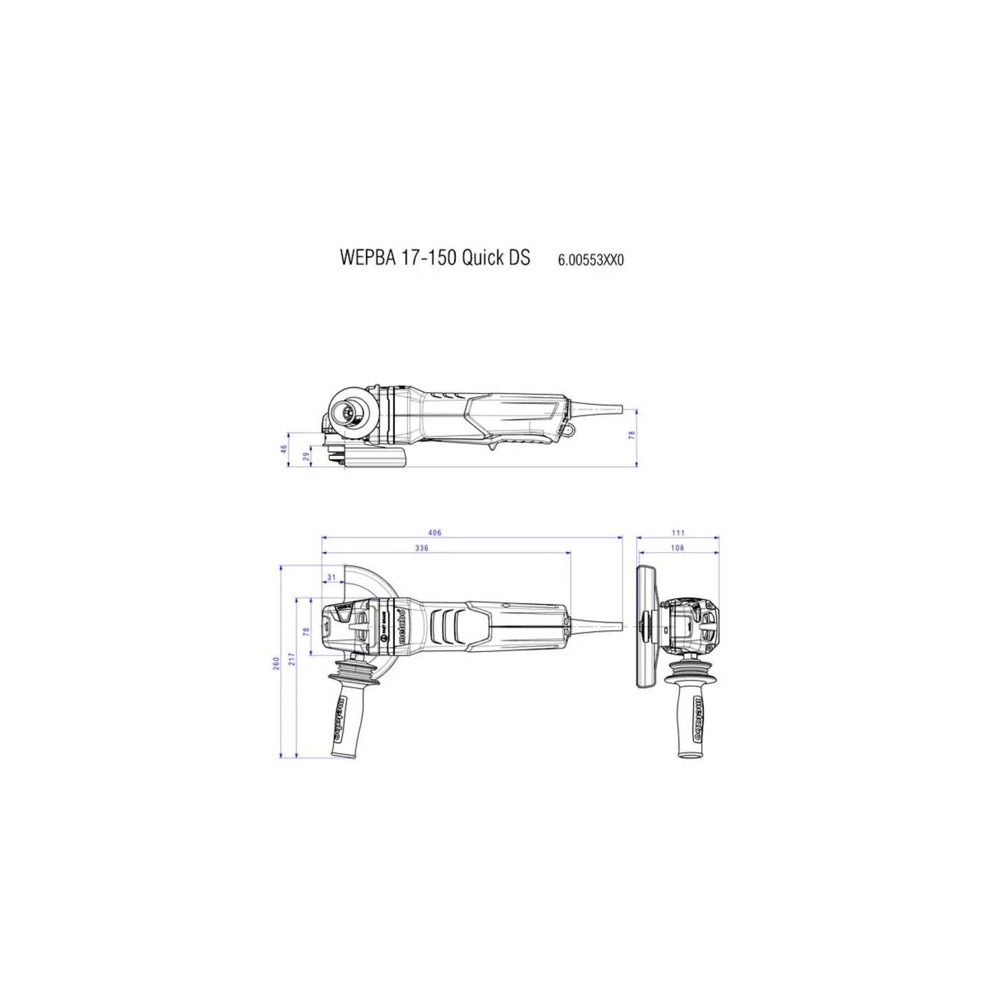 B-Ware Metabo Winkelschleifer Trennschleifer M Brush Wepba 19 150 Q Ds Zusatzhandgr55 - 4061792224858