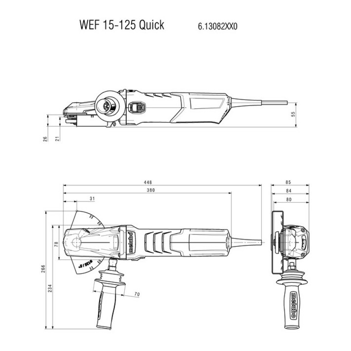 B-Ware Metabo Winkelschleifer Flachkopf Schleifgerät Wef15 125 850 1900 W Schutzhaube