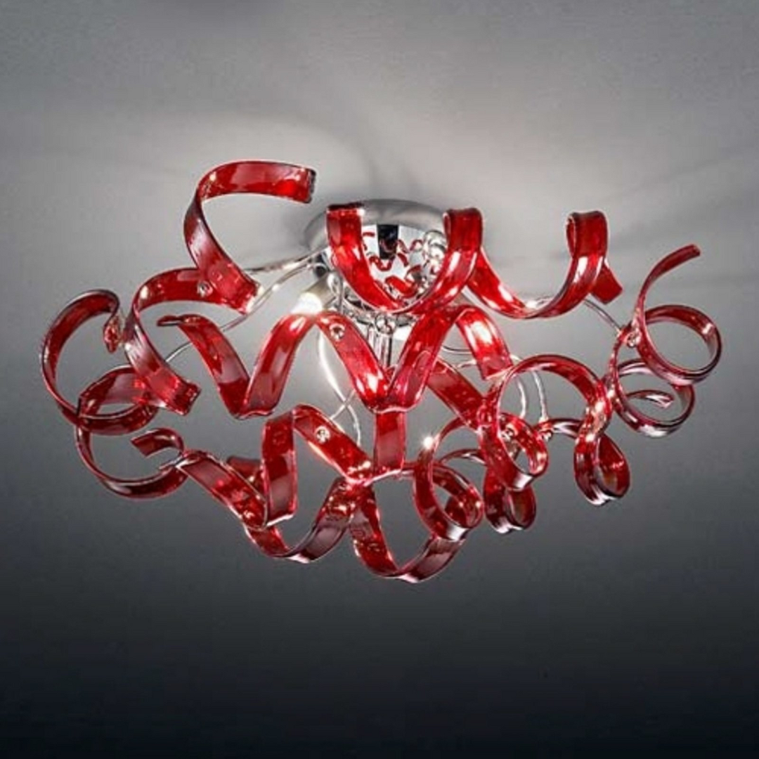 Metallux Deckenleuchte Lampe Cherry Deckenlampe Rot ø 50 Cm Dimmbar G9 Glas Spot B-Ware - 8058983362587