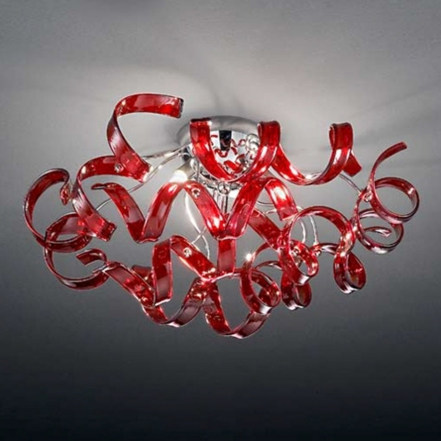 Metallux Deckenleuchte Lampe Cherry Deckenlampe Rot ø 50 Cm Dimmbar G9 Glas Spot B-Ware - 8058983362587