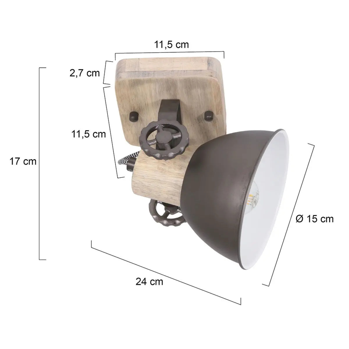 B-Ware Mexlite  Strahler Spot Gearwood Leuchte Anthrazit Holz E27 Innenleuchte 1 Flg - 8712746129229
