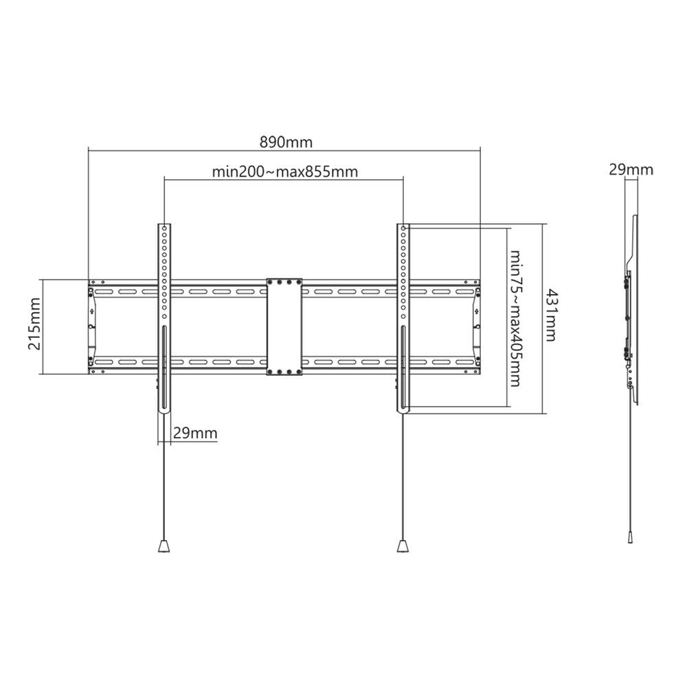 B-Ware Manhattan Tv Wandhalterung Zusammenklappbar 109,2 254,0 Cm Wandhalterung 3 Stück - 766623461948