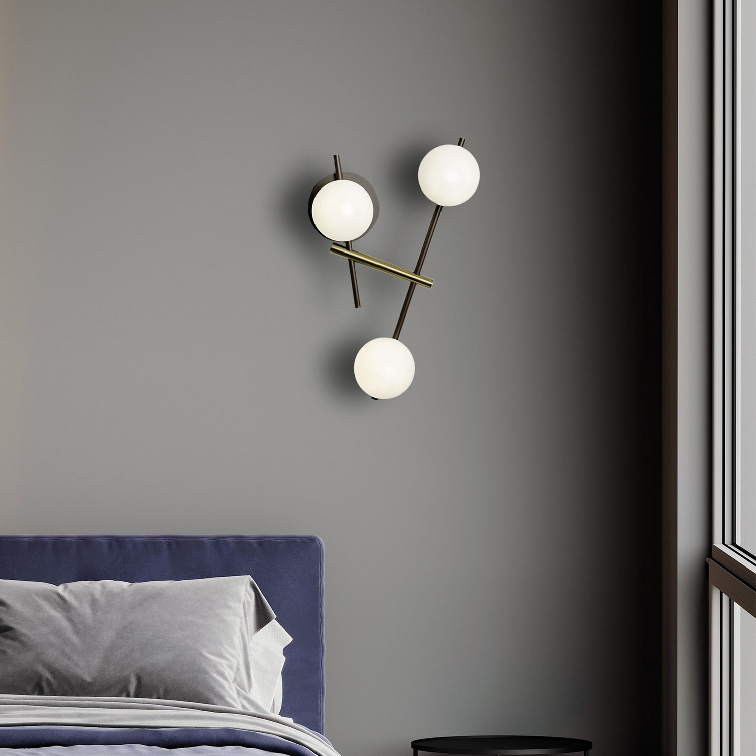 B-Ware Miloox By Sforzin Wandleuchte Leuchte Kika 3 Flammig Schwarz Weiß Gold Metall - 8050612940074