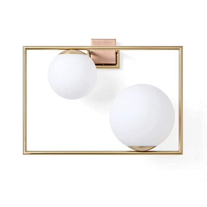 Miloox By Sforzin Wandleuchte Lampe Buble Leuchte E27 Gold Zwei Opalglasschirme B-Ware