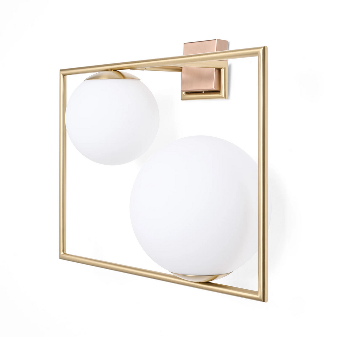 Miloox By Sforzin Wandleuchte Lampe Buble Leuchte E27 Gold Zwei Opalglasschirme B-Ware