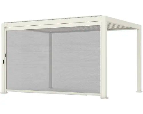 B-Ware Mirador Pergola Pavillon Lamellendach Sonnenrollo Grau Aluminium Metall 4 M - 4306516780761