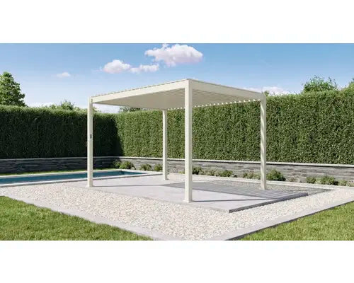 B-Ware Mirador Pergola Pavillon Lamellendach Sonnenrollo Grau Aluminium Metall 4 M - 4306516780761
