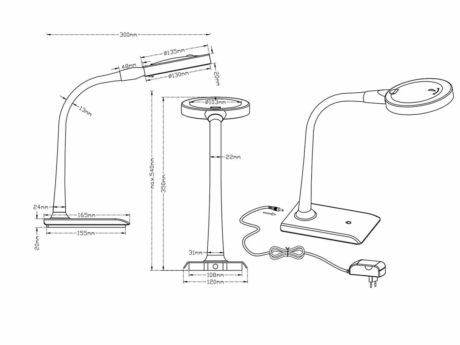 B-Ware Trio Lighting Led Lupenleuchte Lupo Leselampe Tischlampe Lampe Leuchte Mit Lupe  - 4017807291438