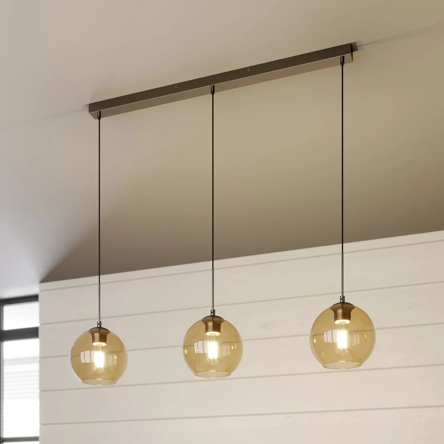 B-Ware Lindby Hängeleuchte Pendelleuchte Sofian Glas Amber 100 Cm 3 Flammmig Led La704 - 9624692