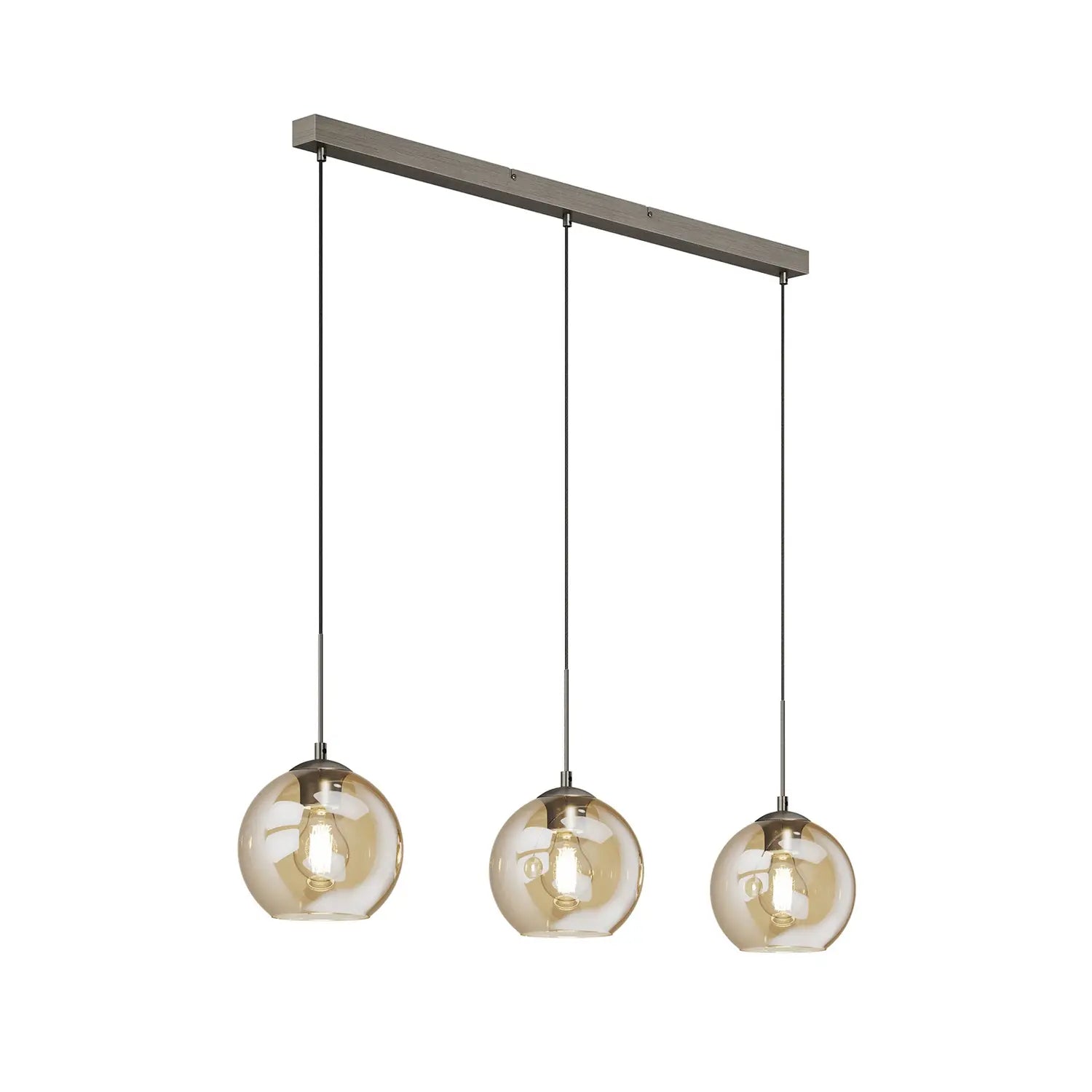 B-Ware Lindby Hängeleuchte Pendelleuchte Sofian Glas Amber 100 Cm 3 Flammmig Led La704 - 9624692