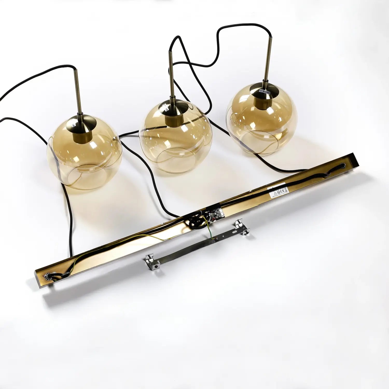 B-Ware Lindby Hängeleuchte Pendelleuchte Sofian Glas Amber 100 Cm 3 Flammmig Led La704 - 9624692