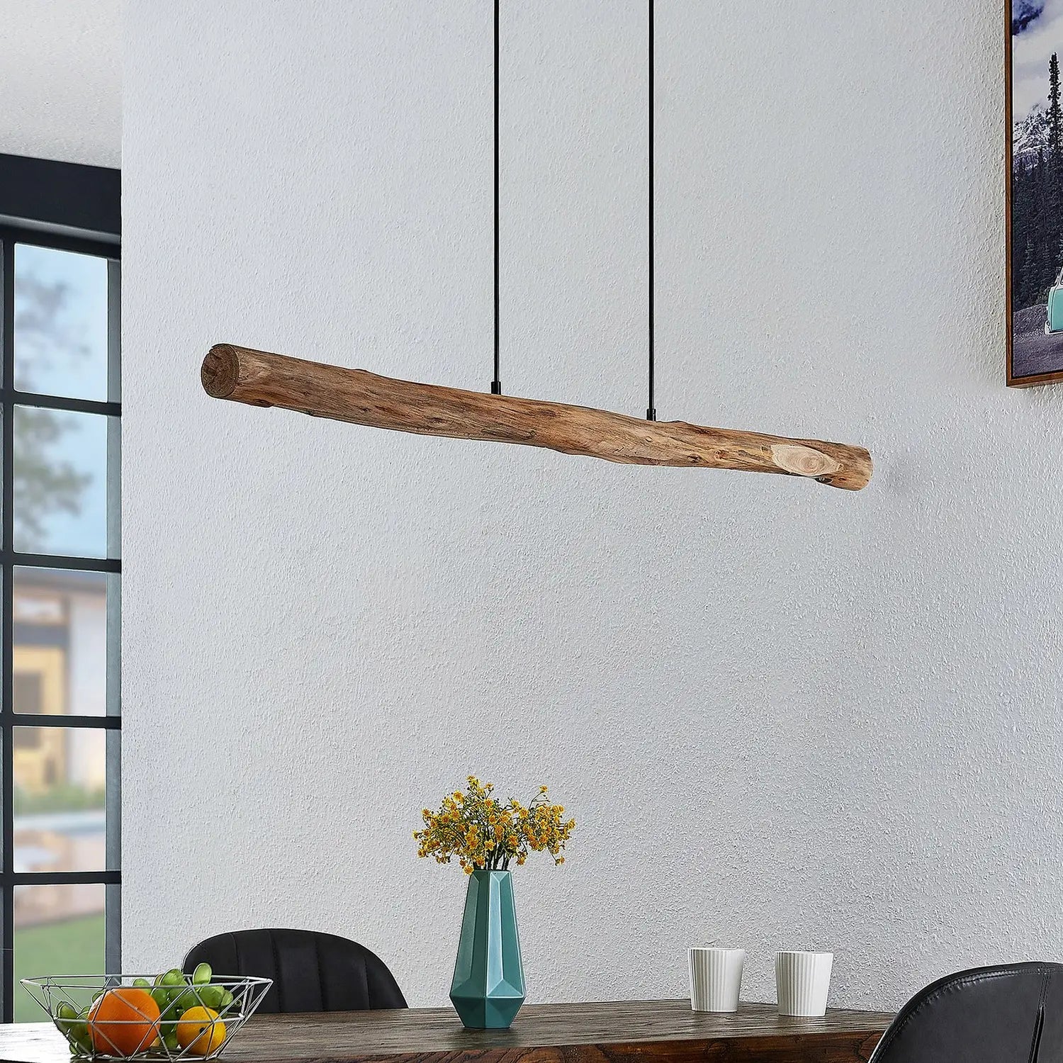 B-Ware Lindby Pendelleuchte Hängelampe Led Nekala Schwarz Holz Esszimmer Wohnzimmer - 12753289793604