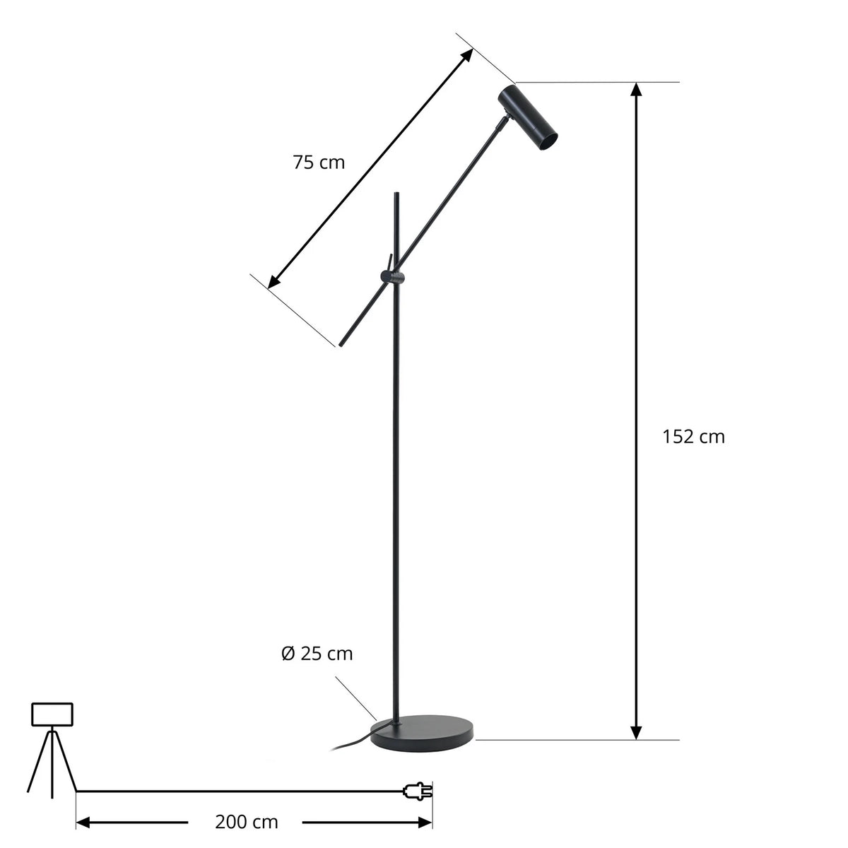 Lindby Stehleuchte Standlampe Vilo schwarz Metall beweglich 153 cm GU10 LED - 4255830905988