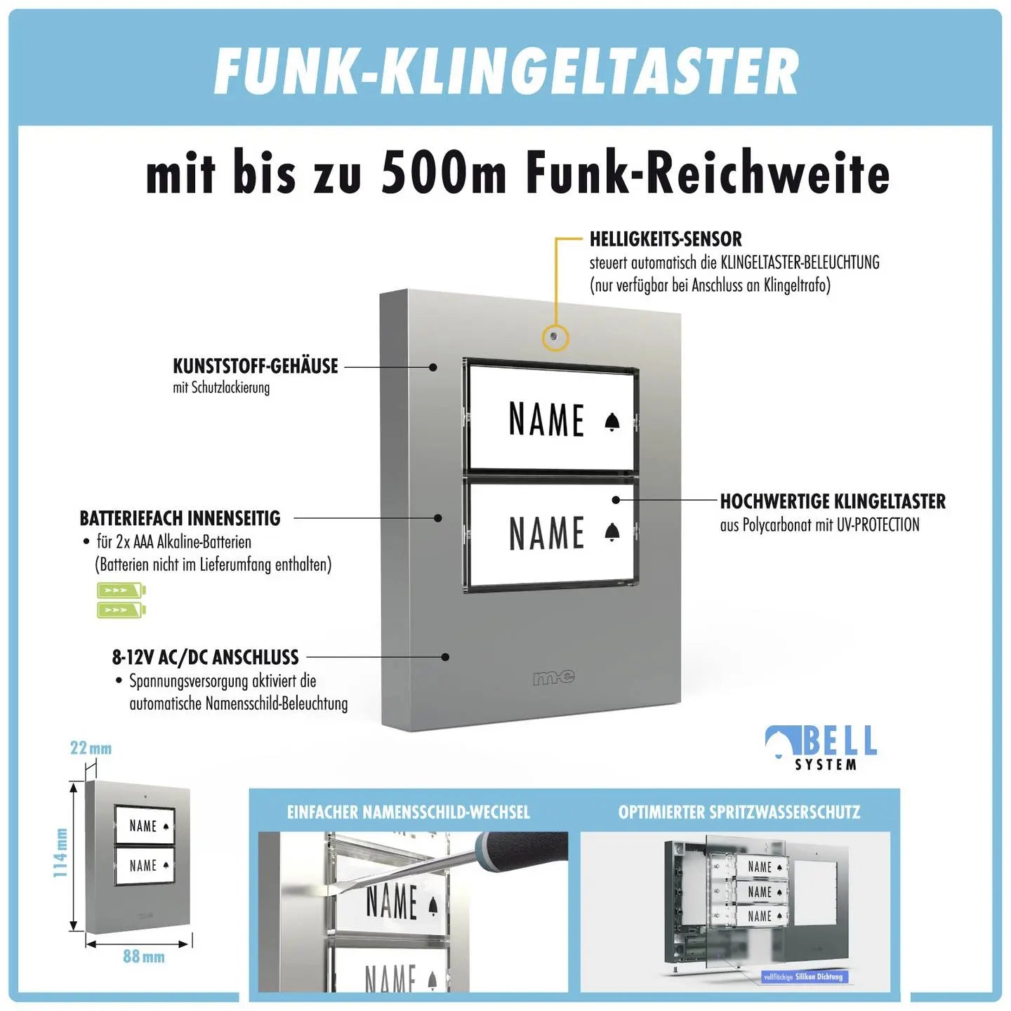 B-Ware Modern Electronics Bell 522 Acs Set Funk Türglocke Klingel Türklingel 2 Fam Weiß - 4250109134168