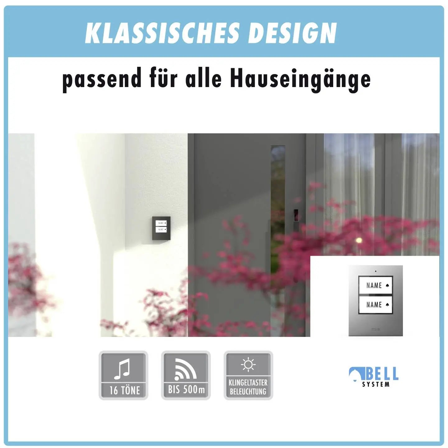 B-Ware Modern Electronics Bell 522 Acs Set Funk Türglocke Klingel Türklingel 2 Fam Weiß - 4250109134168