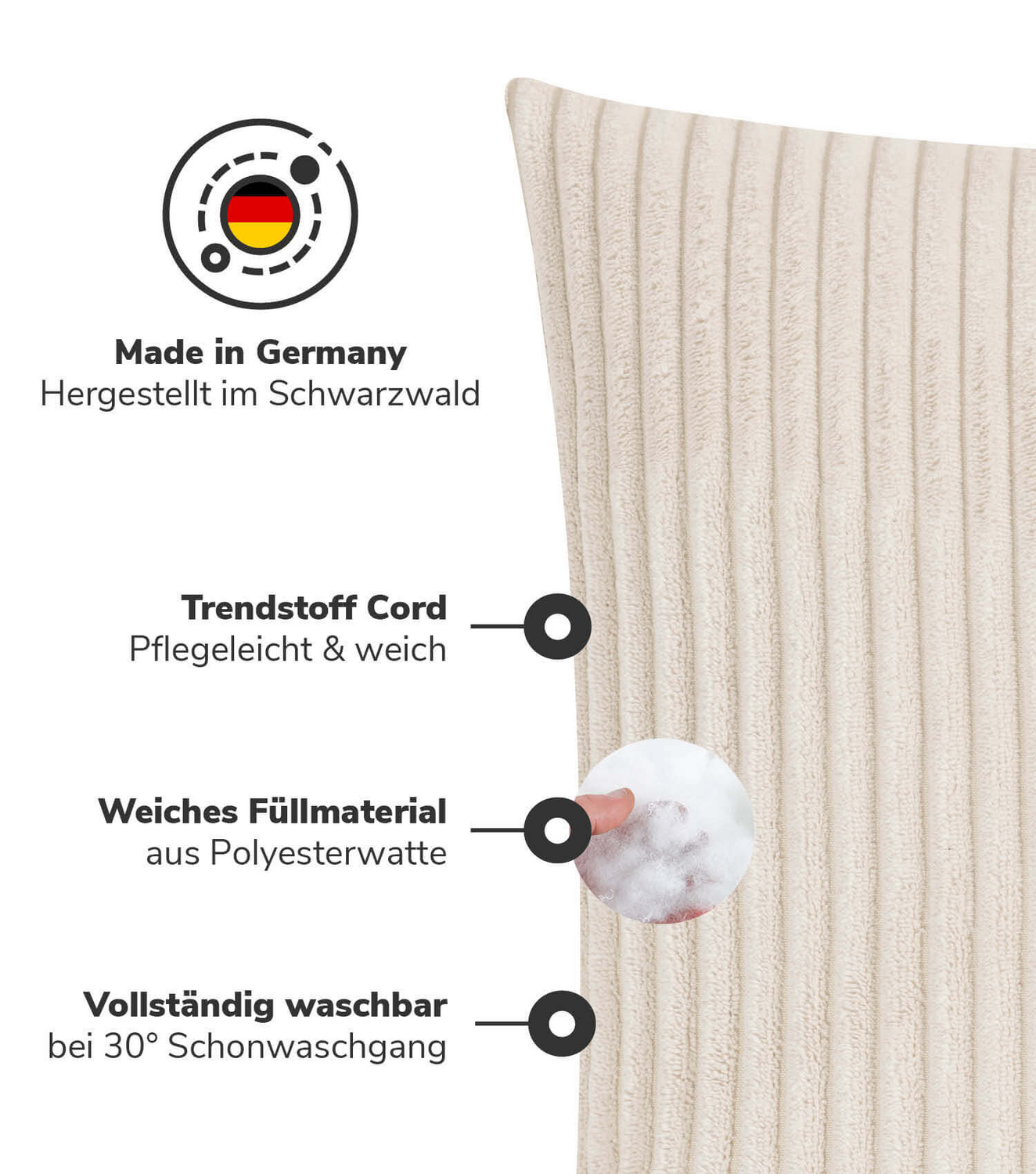 B-Ware Mokebo Cordkissen Set 45x45 Beige Kissen Cordstoffkissen Sofakissen Couchkissen - 4262436123609