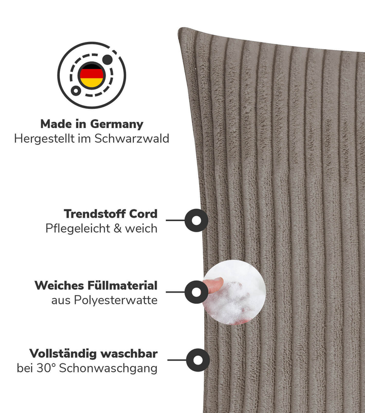 Mokebo Dekokissen Set Cordkissen Kissen 45x45 Cm Taupe Sofakissen Zierkissen B-Ware