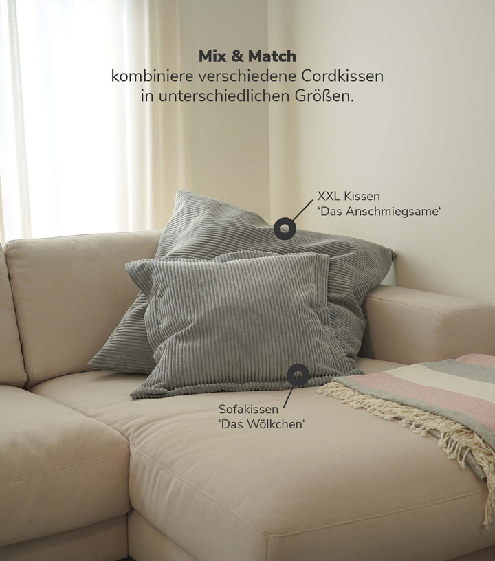 Mokebo Dekokissen Set Cordkissen Kissen 45x45 Cm Taupe Sofakissen Zierkissen B-Ware