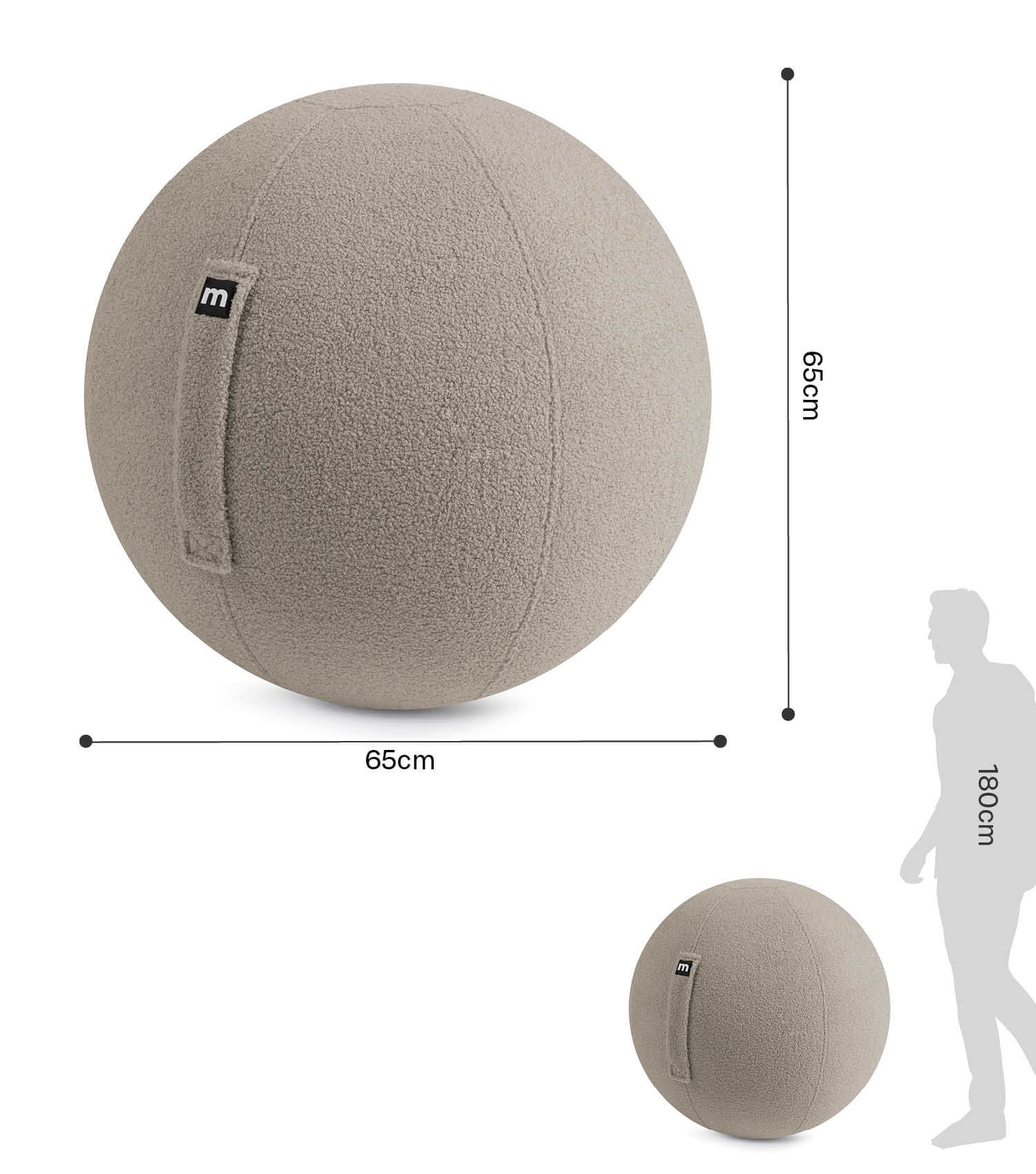 mokebo Sitzball Pezziball Yogaball Gymnastikball Teddybezug 65cm Taupe Büro - 4262436126150