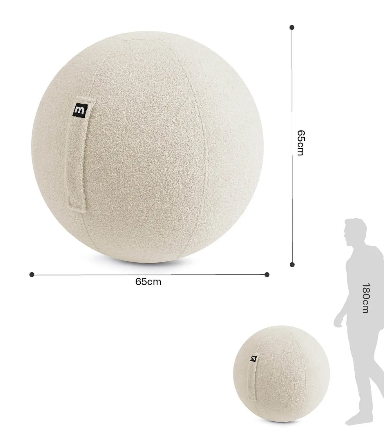 Mokebo Sitzball Pezziball Yogaball Gymnastikball Teddybezug 65cm Natur Beige 86