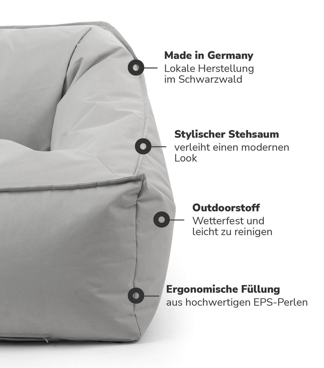 Mokebo Outdoor Sitzsack 'Der Sunnyboy' Gartensessel Bean Bag Mit Füllung Grau B-Ware - 4262436124286