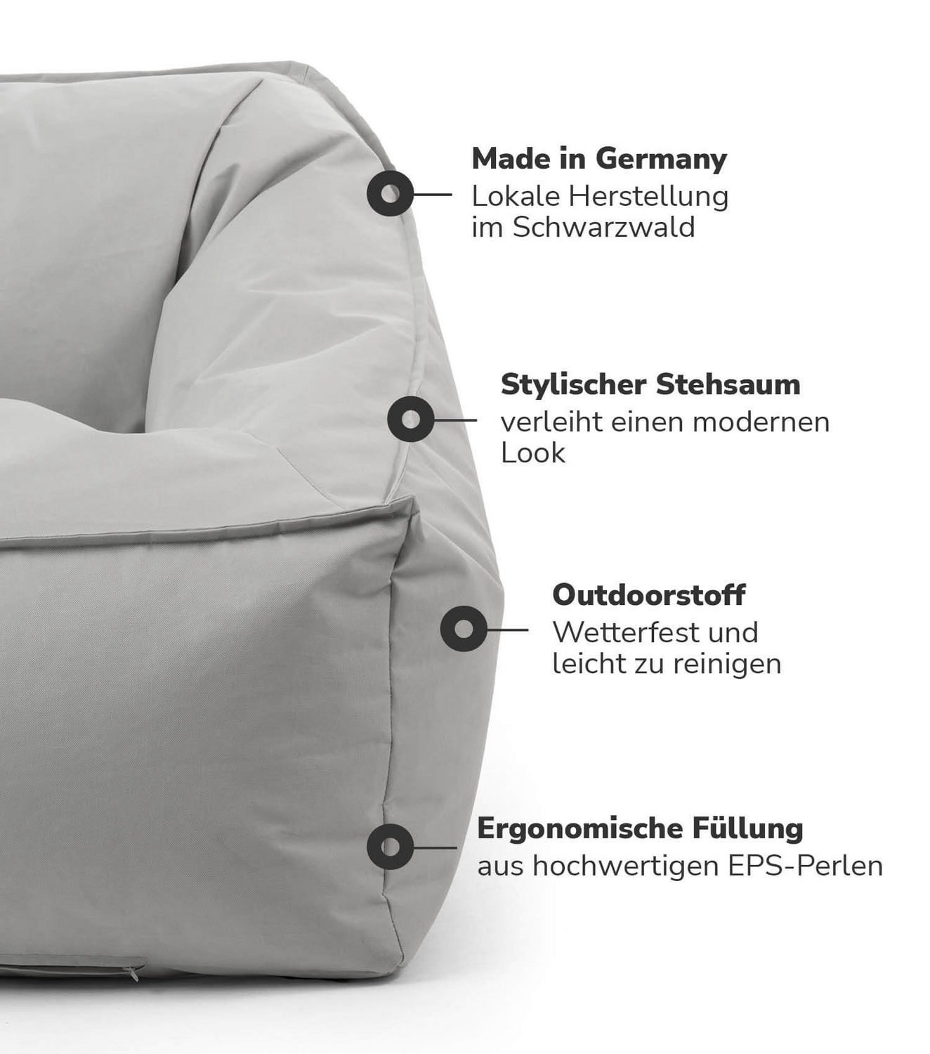 Mokebo Outdoor Sitzsack 'Der Sunnyboy' Gartensessel Bean Bag Mit Füllung Grau B-Ware
