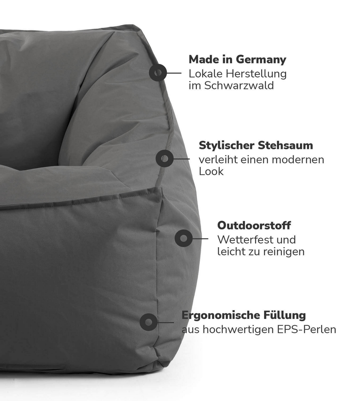 Mokebo Gartensessel Sitzsack Outdoor Kissen Relaxliege Bodenkissen Anthrazit B-Ware - 4262436124293