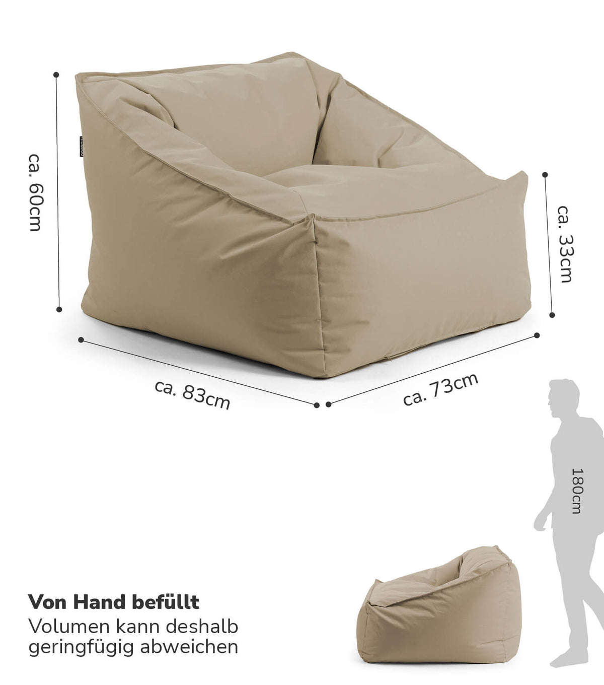 mokebo Gartensessel 'Der Sunnyboy', Bean Bag mit Füllung oder Outdoor Sitzsack - 4262436124309