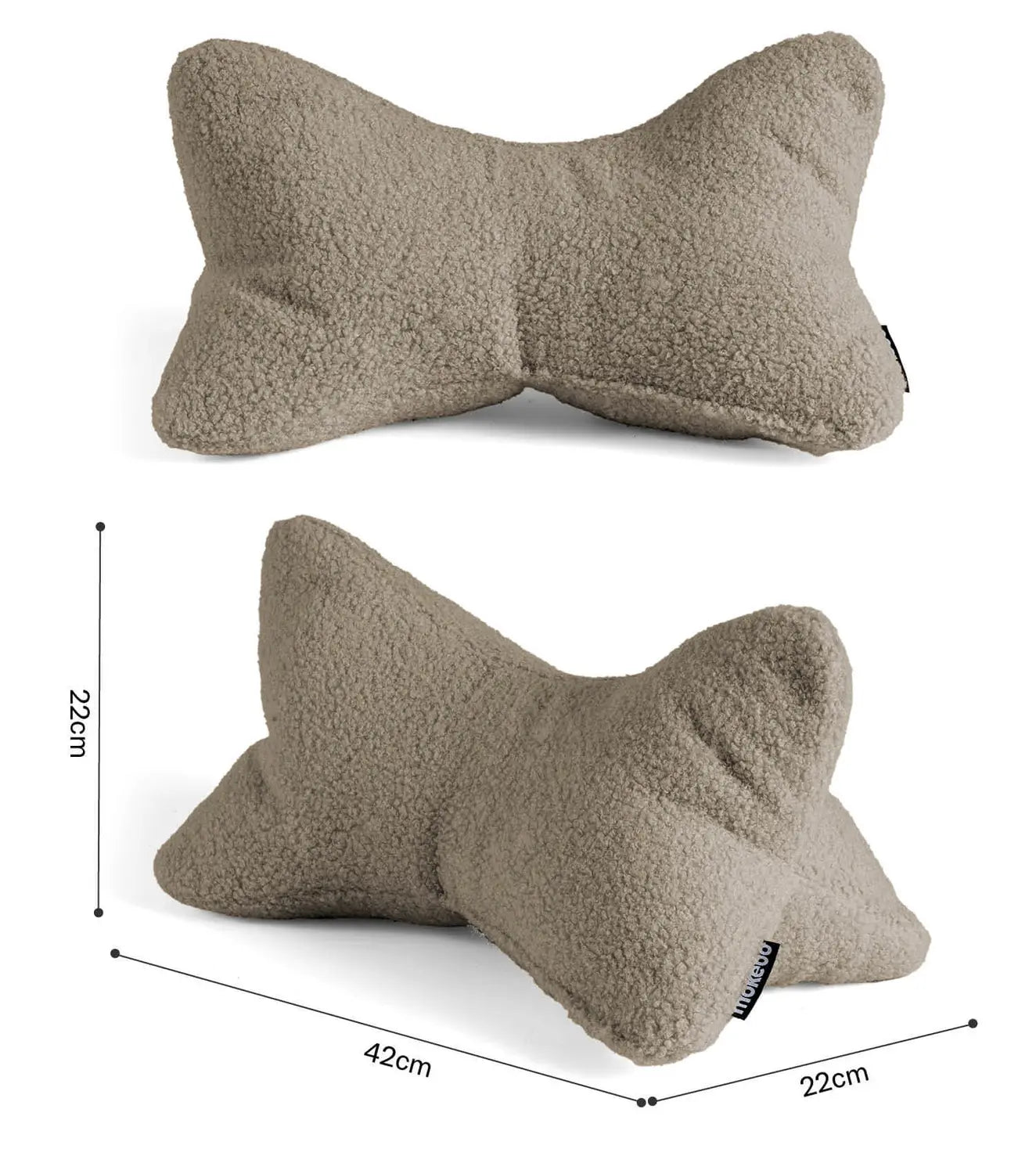 Mokebo Lesekissen Nackenkissen Leseknochen Stütze Teddystoff Sand Braun