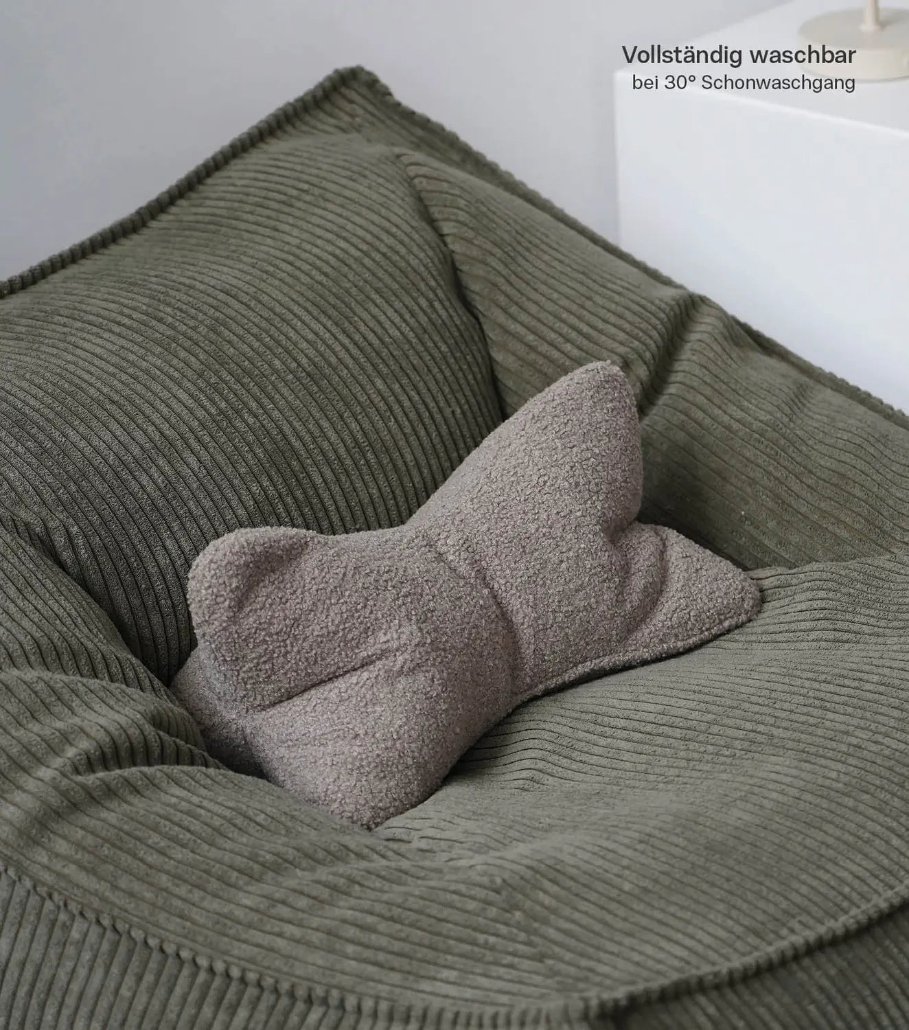 Mokebo Lesekissen Nackenkissen Leseknochen Stütze Teddystoff Sand Braun