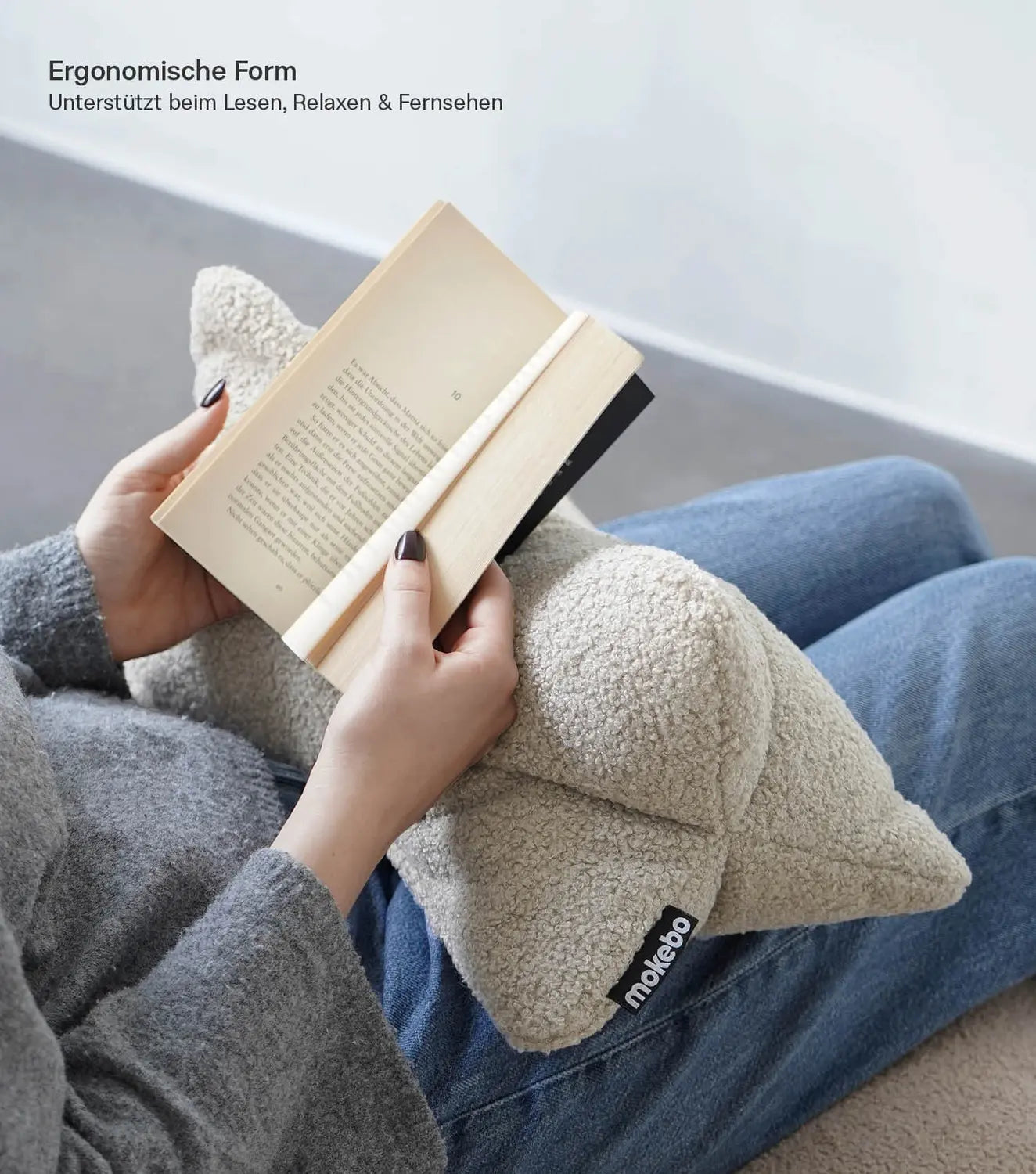 B-Ware Mokebo Lesekissen Aus Weichen Bouclé Stoff 'Der Leseknochen', Ergonomisches Nack - 4262436126242