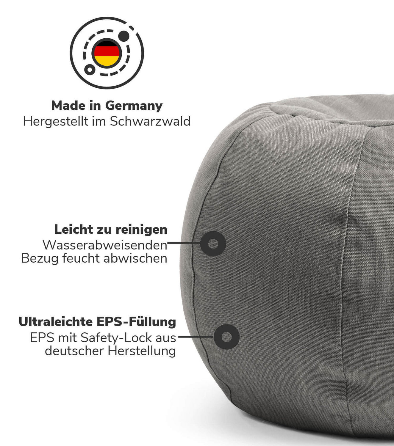 B-Ware Mokebo Outdoor Pouf Sitzhocker Sitzpouf Bodenkissen Garten Balkon 60x45cm - 4262436124484