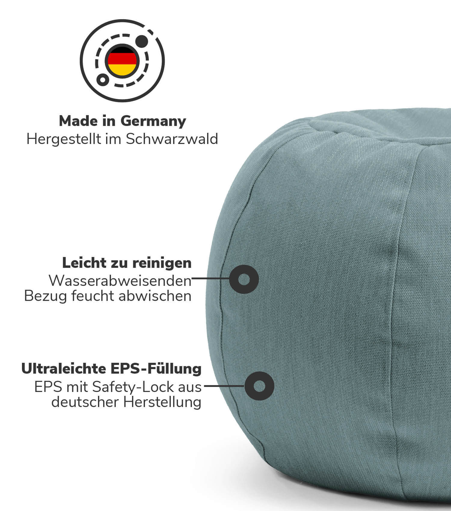 mokebo 'Der Kugelige' Outdoor Pouf Hocker Sitzhocker Balkon Garten Himmelblau - 4262436124491