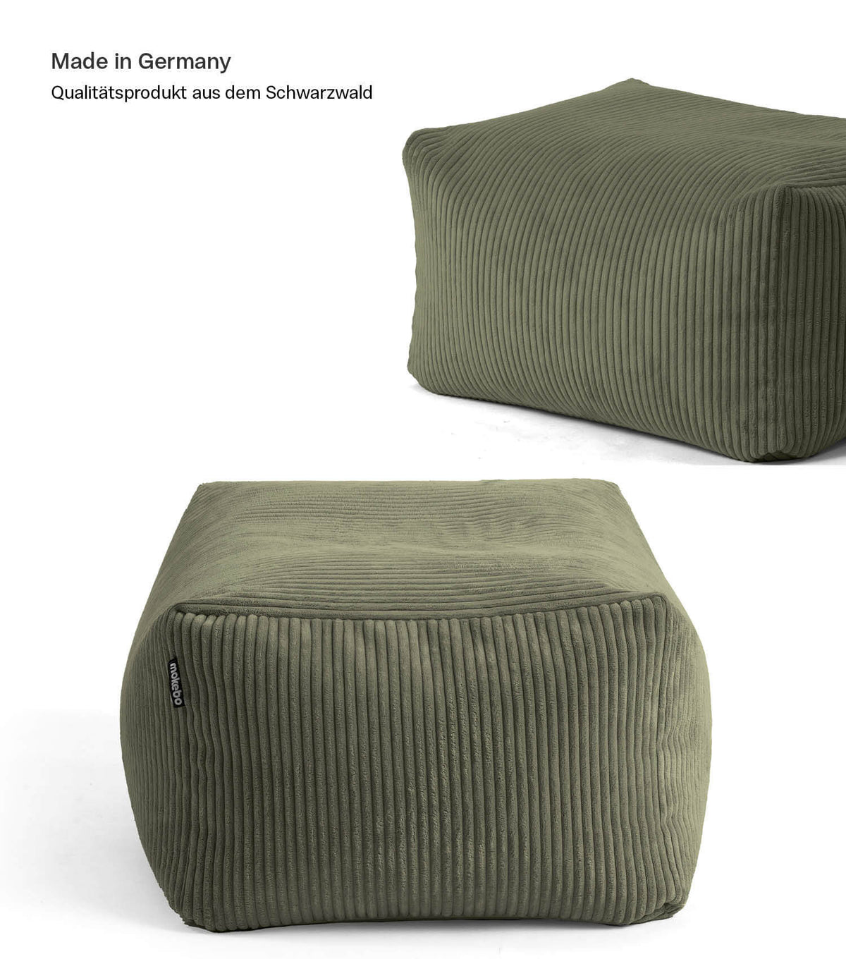 mokebo Pouf Hocker Sitzhocker Sitzpouf Grün Cordbezug EPS Füllung Wohnzimmer - 4262436126020