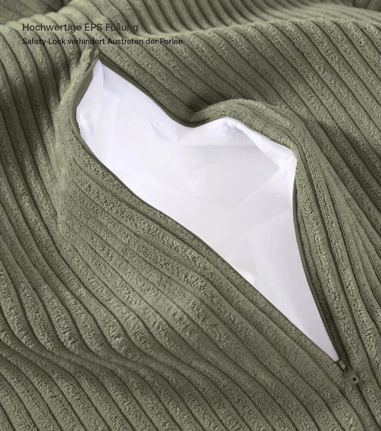 Mokebo Pouf Hocker Sitzhocker Sitzpouf Grün Cordbezug Eps Füllung Wohnzimmer