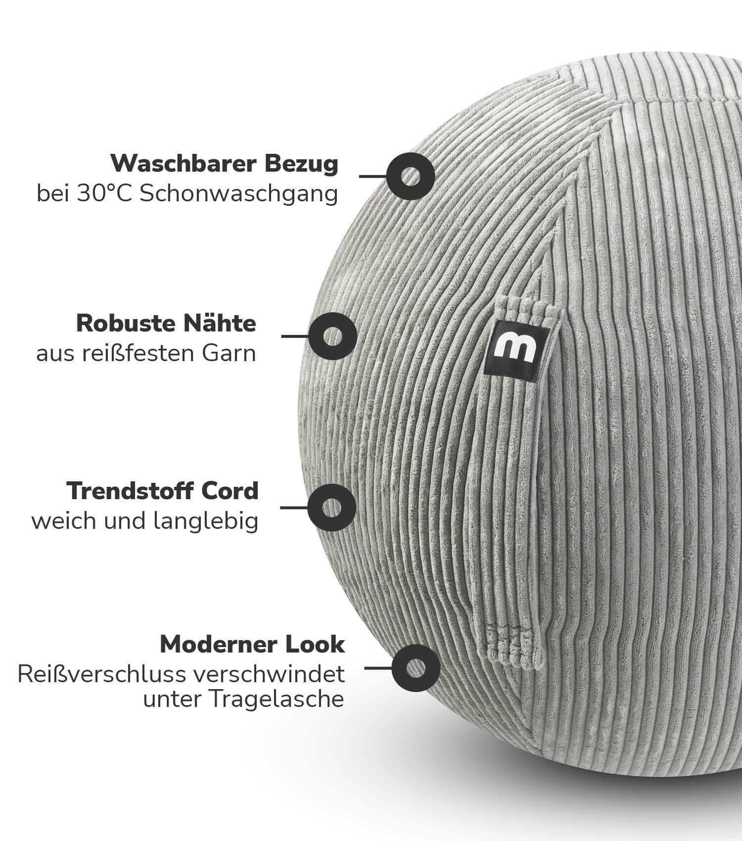 mokebo Stoff Sitzball Büro ergonomisch 'Der Sportliche', Sitzball mit Pumpe oder - 4262436120370