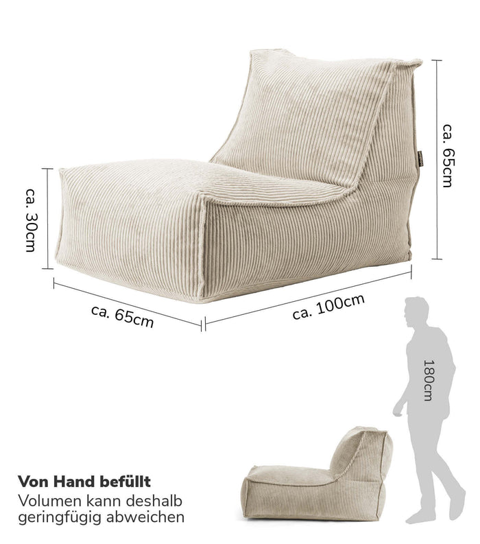 B-Ware Mokebo Sitzsack Bodenkissen 'Der Gelassene' Mit Füllung Cord Stoff Beige - 4262436123715