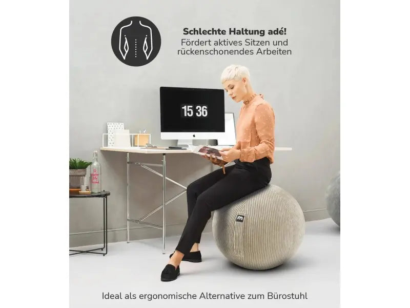 B-Ware Mokebo Sitzball Hocker Pezziball Büro Alternative Gymnastikball Stoff Bezug